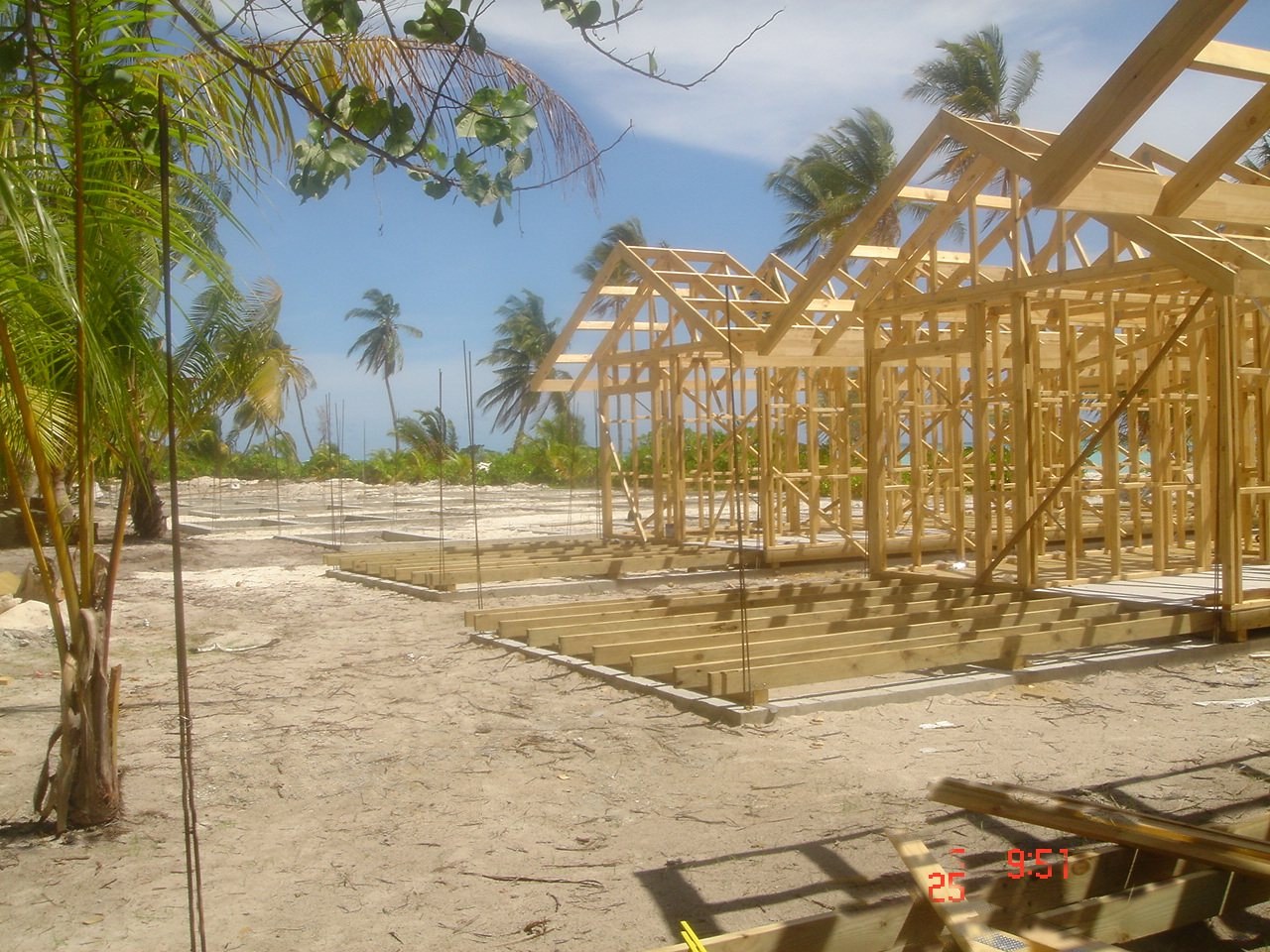 Timber framing during resort construction