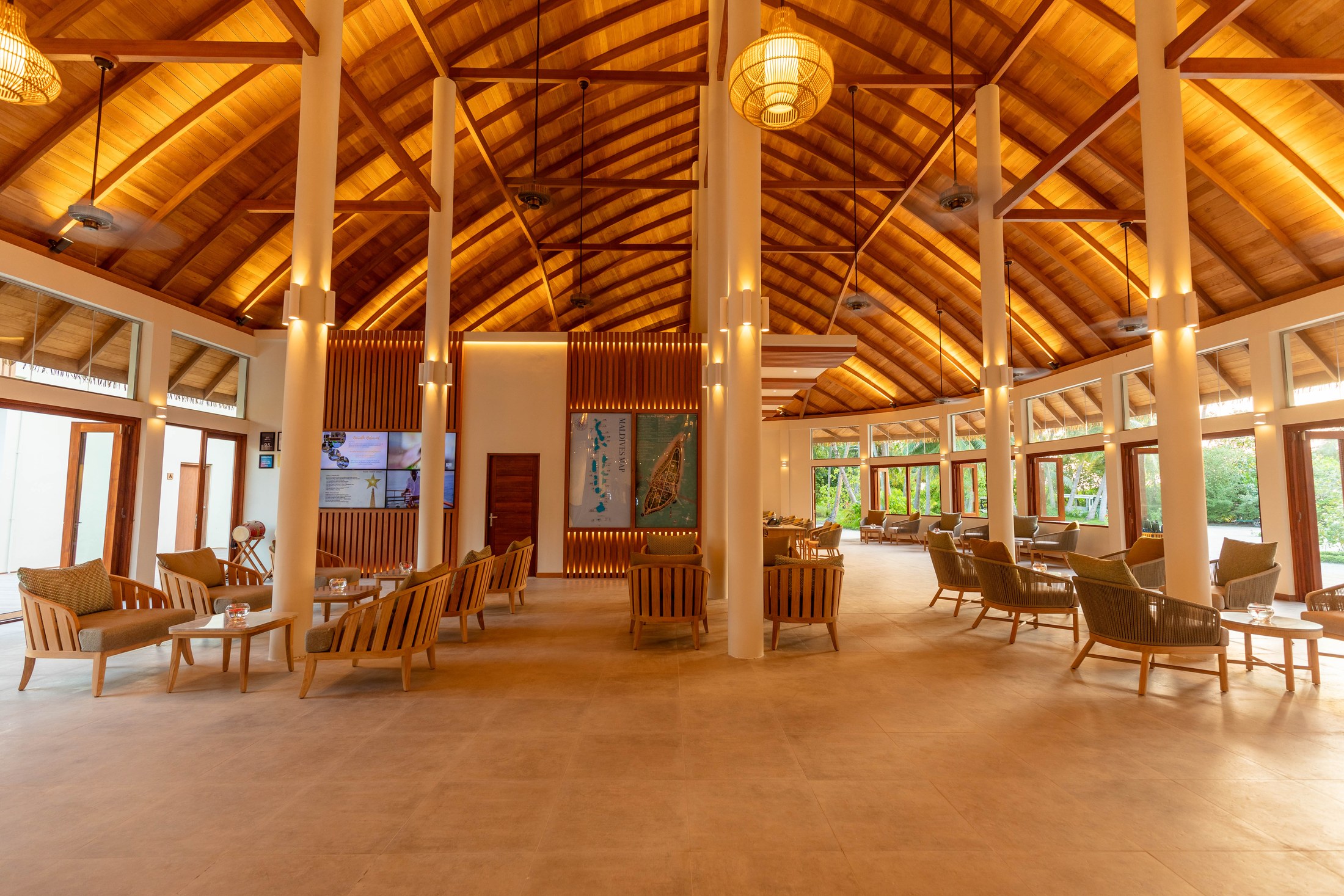 Timber resort villa construction over water